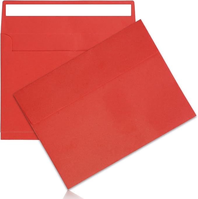 50Packs A7 Red Envelopes 5x 7 Inch Card Envelopes, Self Seal by JOOLOKT