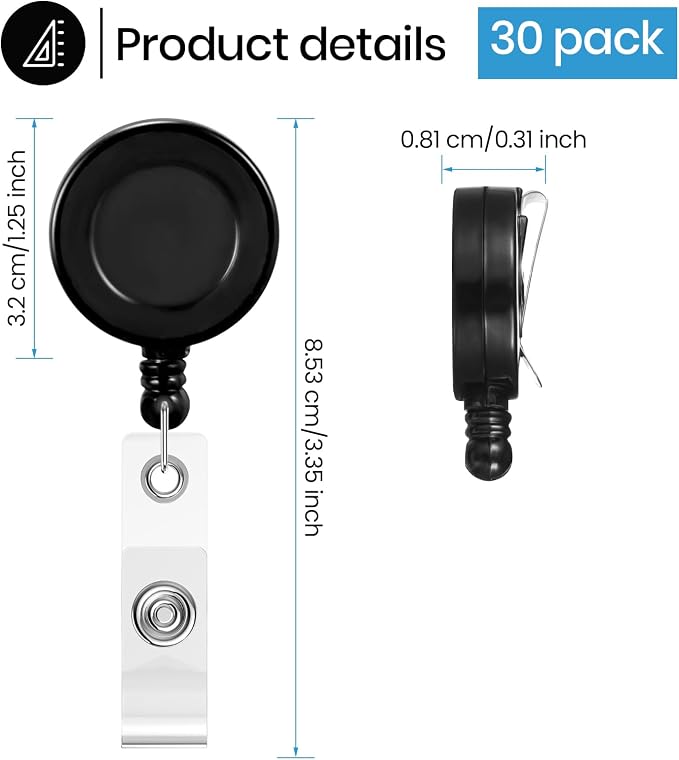 Zonon 30 Pcs Retractable Badge Reel Clips ID Card Holder Reel - Image 2