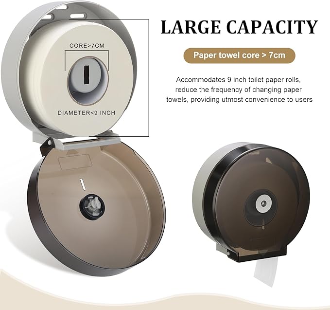 Layhit 4 Pack Toilet Paper Holder Wall Mount, Toilet Paper Towel Dispenser, Commercial 9" Jumbo Plastic Tissue Dispenser with Key Wall Lock for Bathroom, Office, Restaurants-DeskLoop Office