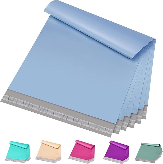 Metronic Poly Mailers 12x15.5 100 Pack Self-Seal Shipping Bags, Light Blue | by METRONIC