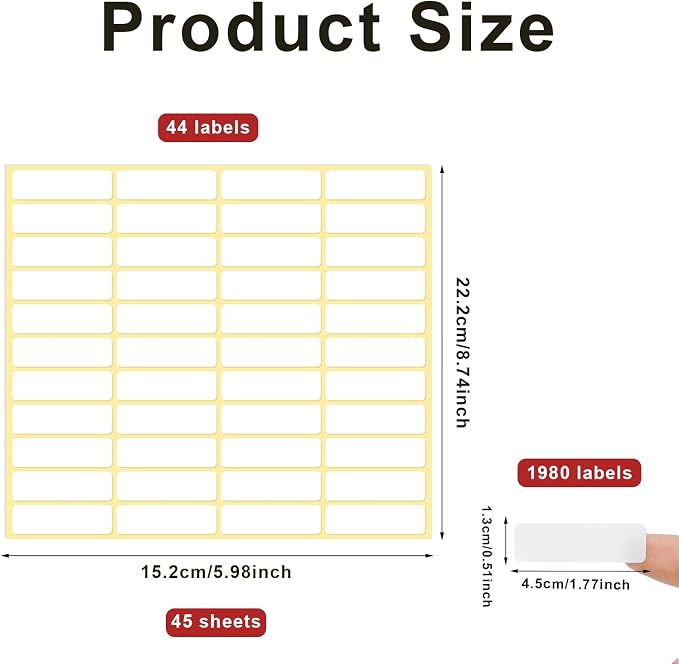 1980 Pcs Blank File Folder Labels 0.5x1.75 Inch Writable Name Tag Stickers - Image 3