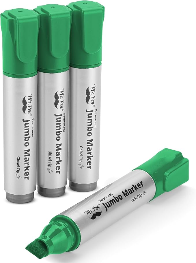 Mr. Pen- Jumbo Permanent Markers, 4 Pack, Chisel Tip, Wide Tip | Large by MrPen