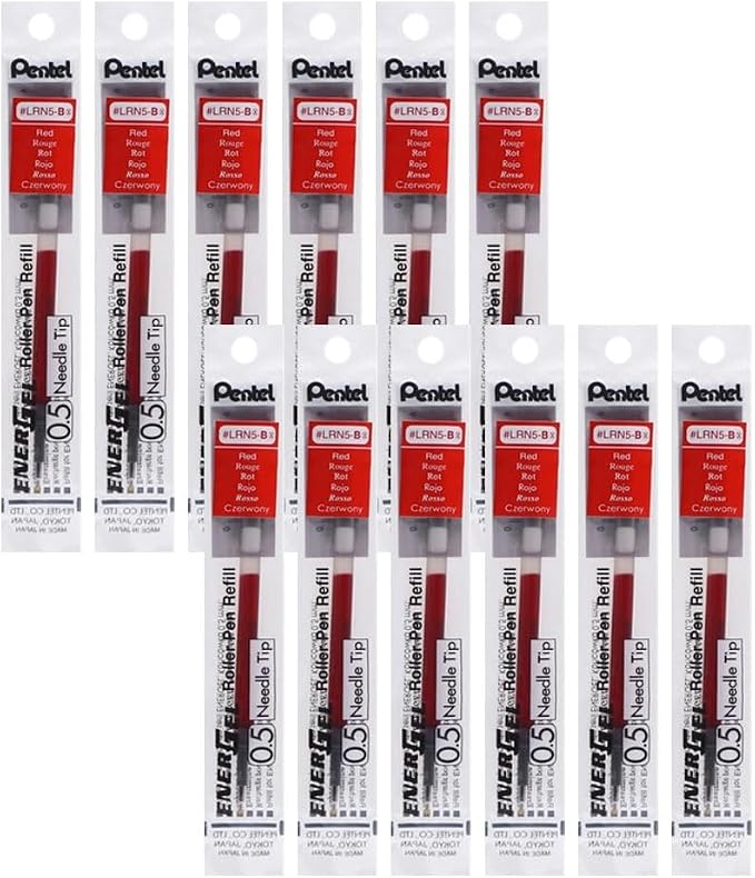 Pentel Refill Ink for EnerGel Liquid Gel Pen, Needle Tip, Box of 12 by PentelofAmerica
