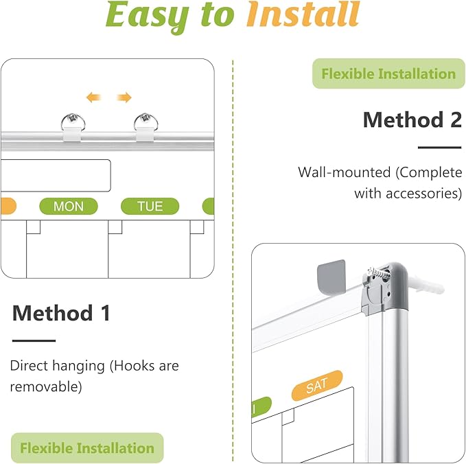 Dry Erase Calendar Whiteboard for Wall, 24" x 18" Magnetic Monthly White Board Calendar, Hanging Double-Sided White Board for Planning, Memo, School, Home, Office-DeskLoop Office