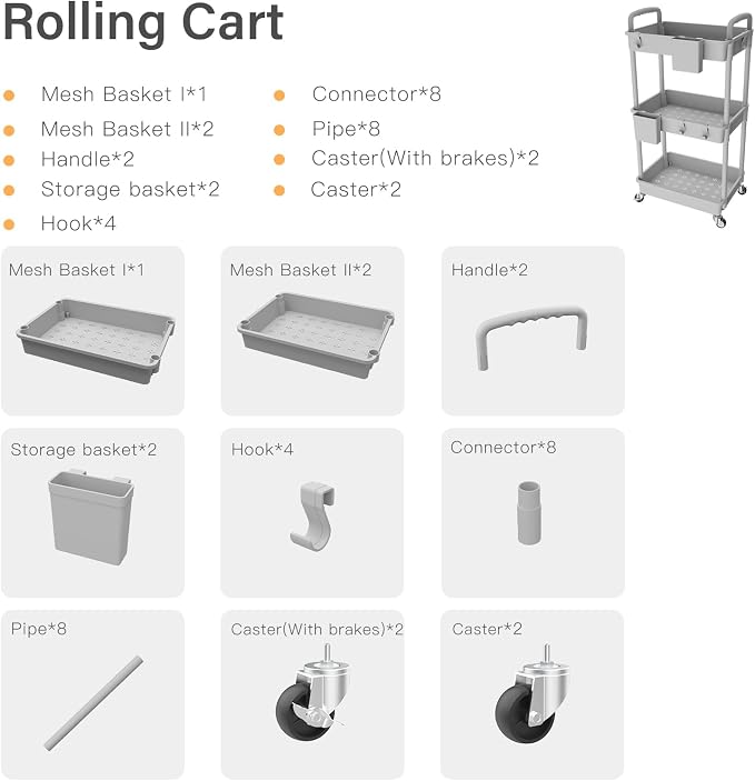 3 Tier Rolling Utility Cart - Image 4