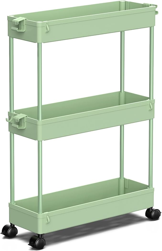 SPACEKEEPER Slim Rolling Storage Cart, 3 Tier Bathroom Organizer Utility Cart by SPACEKEEPER