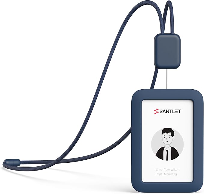 Lanyards for ID Badges Holder, SANTLET Silicone ID Badge Holder Name Card Case by SANTLET
