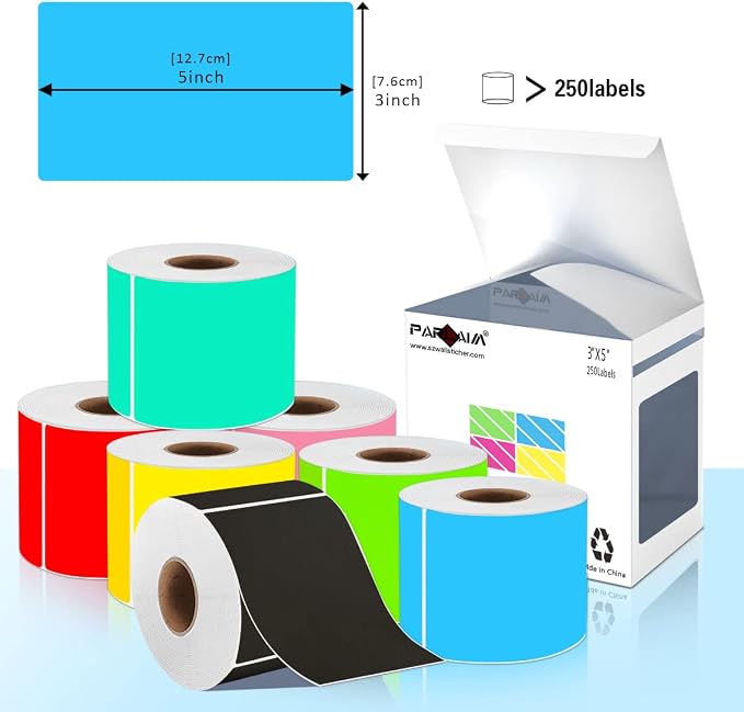 PARLAIM Large 3 X 5 Inch Aqua Color Coding Square Labels, Permanent Rectangular - Image 3
