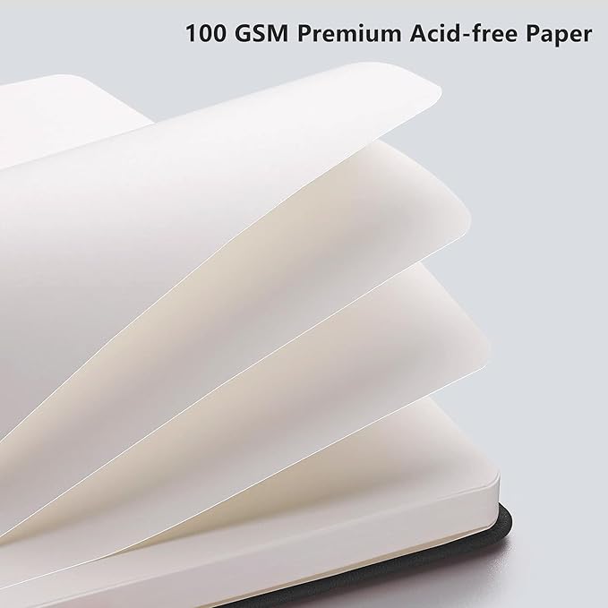 RETTACY Blank Journal Notebook, 2-Pack, 192 Pages per Pack, A5 Medium Size (5.7'' x 8.3''), Leather Hardcover, 100 GSM Thick Paper, for Sketching, Drawing, Painting (Black & Brown)-DeskLoop Office