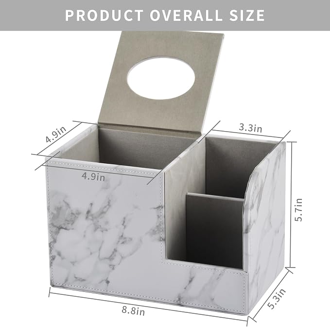 PU Leather Tissue Box Cover Square-Multifunctional Bathroom Tissue Box - Image 2