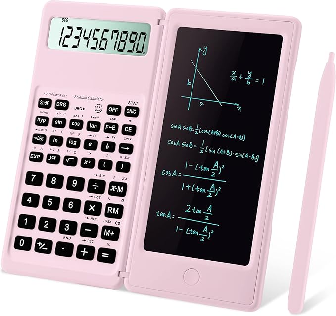 Scientific Calculators for Students, 10-Digit Large Screen, Math Calculator with Notepad, Classroom Must Haves for Middle High School Supplies & College （Pink-DeskLoop Office