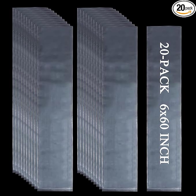 20PCS 6" x 60" Extra Long Clear Plastic Sleeves by Leyhooney