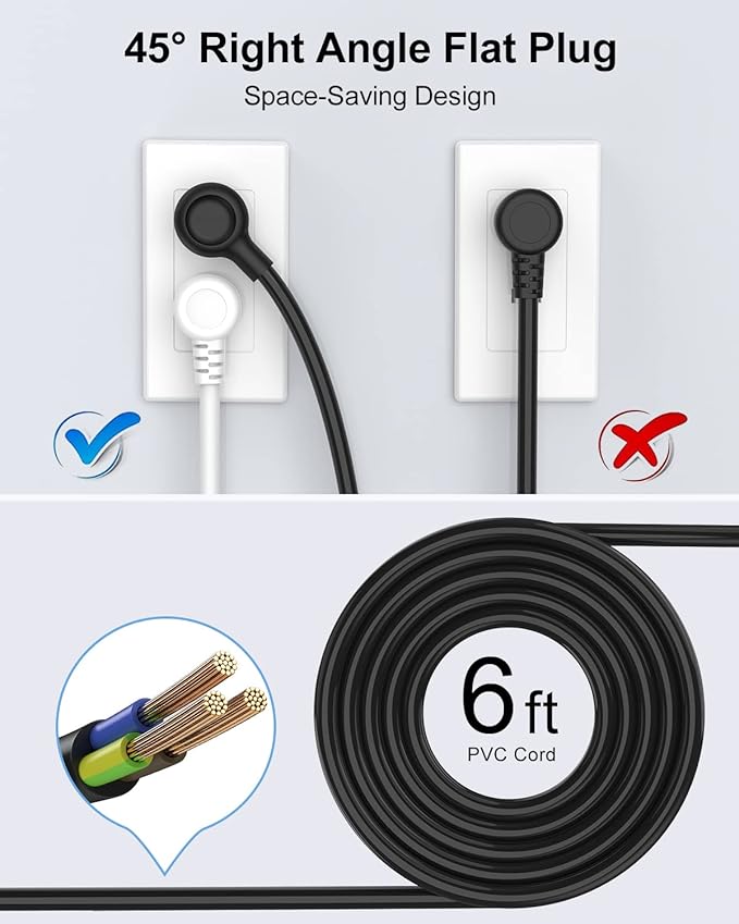 2 Pack Power Strip Surge Protector - AUOPLUS 6 Outlets 4 USB Ports 6Ft Long Extension Cords, Flat Plug Overload Protection, 2100 Joules, Wall Mount for Home, Office and Dorm Essential, ETL Listed-DeskLoop Office