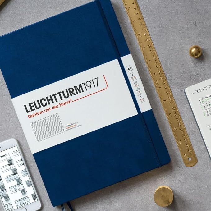LEUCHTTURM1917 - Notebook Hardcover Medium A5-251 Numbered Pages for Writing and Journaling (Black, Ruled)-DeskLoop Office