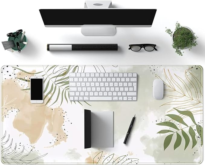 Keyboard mat Kawaii Mousepad Matcha Green Plant Abstract Accessories Desk pad Mouse mat for Desktop Gamer Girl Office Accessories for Women Pink Desk Organizer Large Gaming Pads …-DeskLoop Office