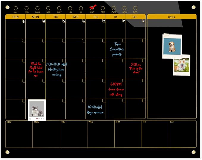 Magnetic Glass Blackboard Calendar 48"x36" Monthly Glass Dry Erase Board - Image 2