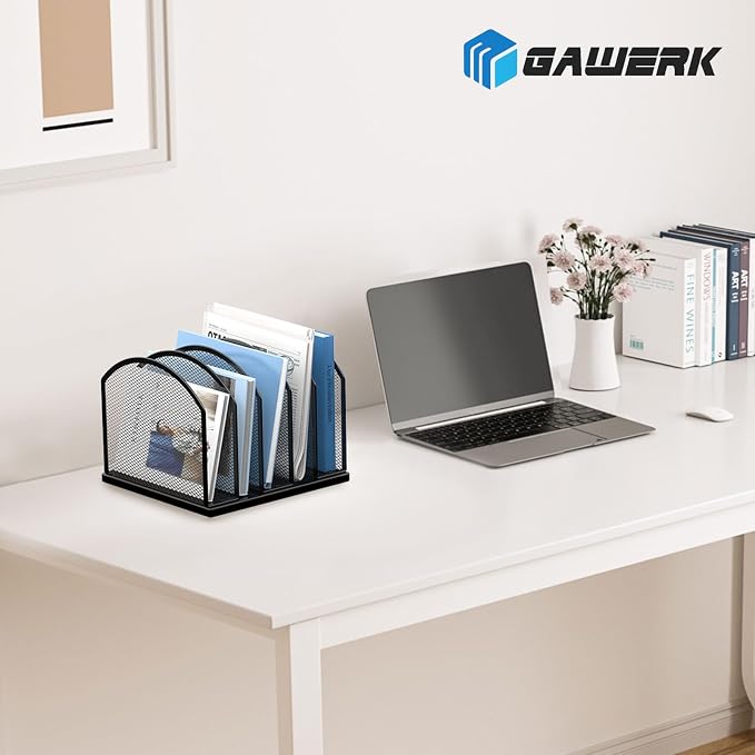Gawerk 5-Section Vertical Desktop Organizer, 5-Section Mesh File Folder Stand - Image 7