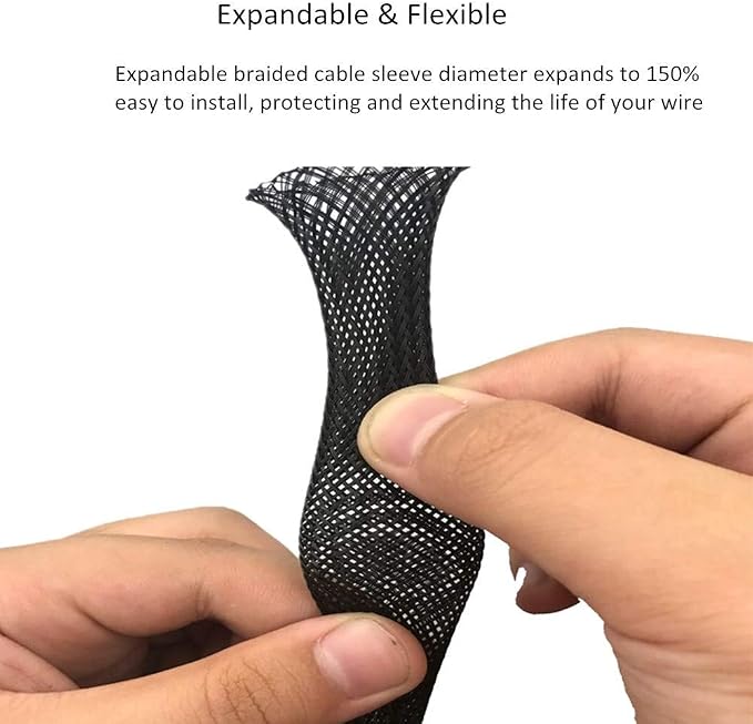 25ft - 3/4 Inch Cable Management Sleeve Protector, Wire Loom PET Expandable - Image 3