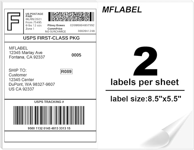 MFLABEL Half Sheet Shipping Labels by MFLABEL