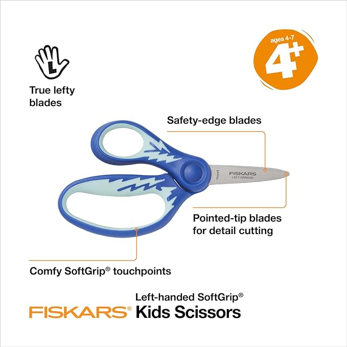 Fiskars 5" Softgrip Left-Handed Pointed-Tip Scissors - Image 2