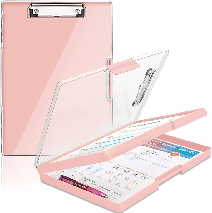 SFLHHDM Clipboard with Storage, Heavy Duty Clip Boards 8.5x11 with 2 Storage by SFLHHDM