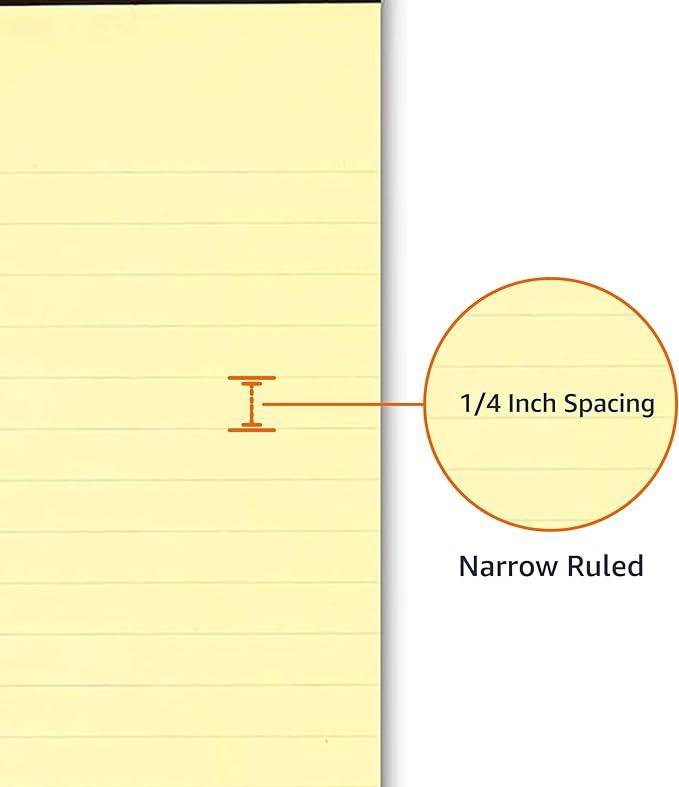 Amazon Basics 50 sheet Narrow Ruled Lined Writing Note Pad, 5 inch x 8 inch, 12 Pack, Canary-DeskLoop Office