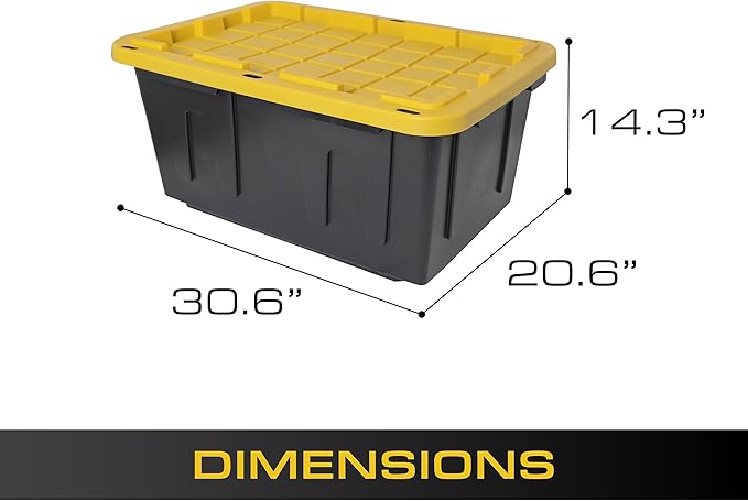 CX Black & Yellow 27-Gallon Heavy Duty Stackable Storage Bins - Image 3