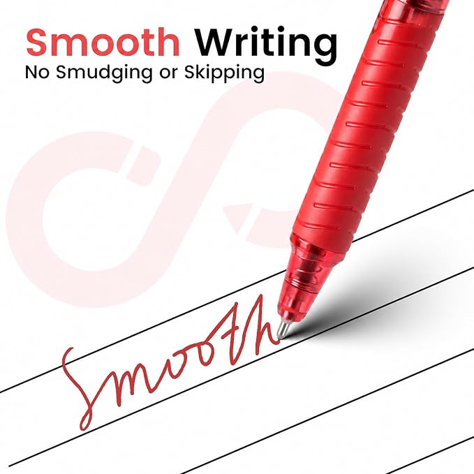 Sooez 24 Pack Bulk Pens Ballpoint, Retractable Red Ink Pens, Smooth Writing Pens - Image 2