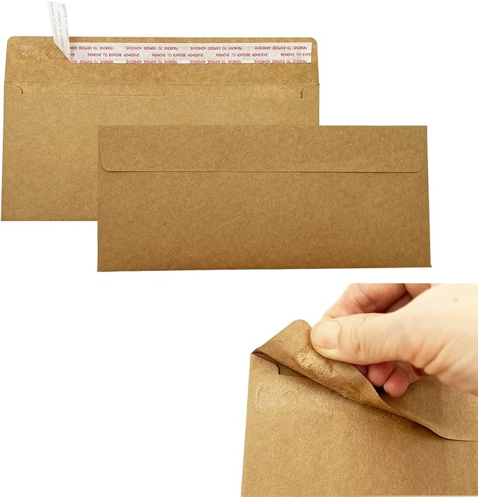 80Qty#10 Brown Kraft Business envelopes 4.125x9.5In- windowless design 120GSM - Image 3