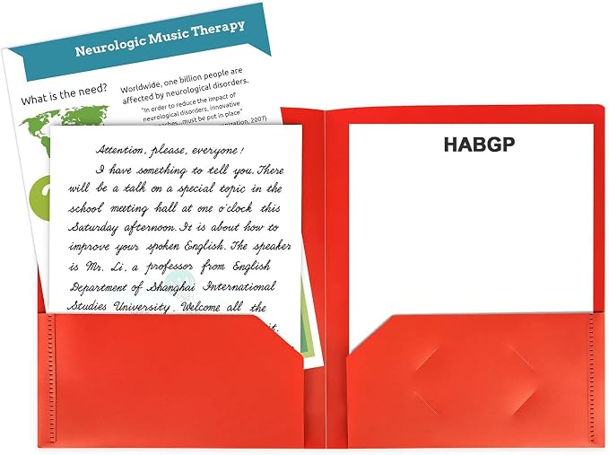 HABGP Plastic Folders with Pockets, 6 Color Heavy Duty Two Pocket Folder - Image 3