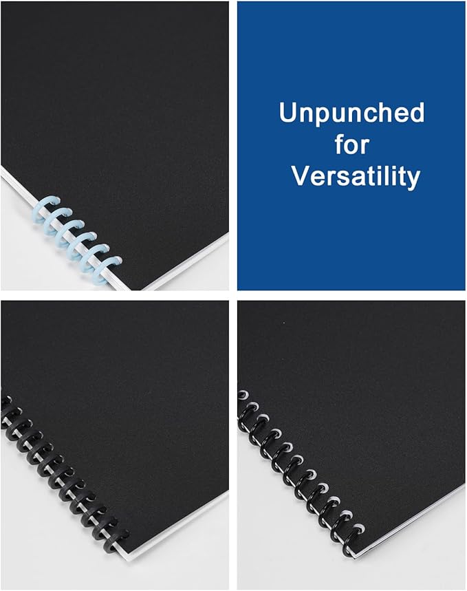 Dynta Binding Covers 120 Pack Black Sand-Textured Report Covers Sheets for Binding, Letter Size 8-1/2 x 11 Inches, 14 mil Presentation Binder, Office Supplies, Un-Punched, Square Corners-DeskLoop Office