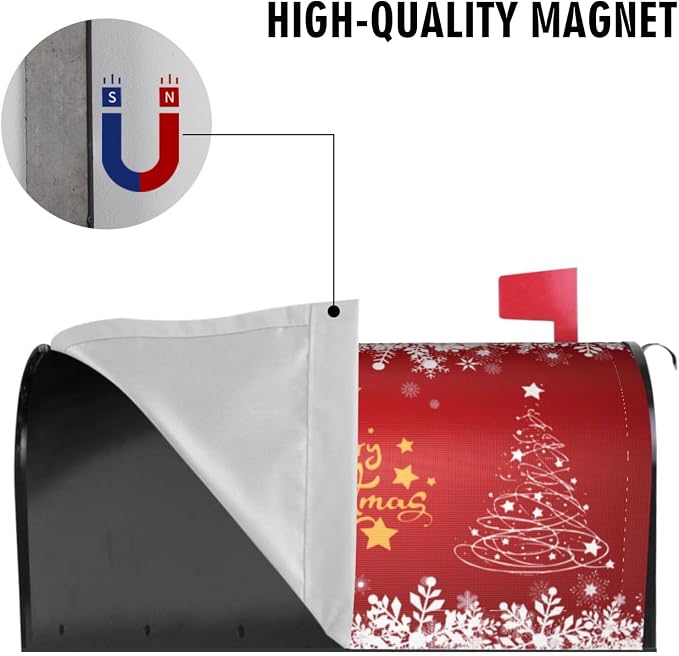 Merry Christmas Mailbox Cover, Winter Tree Snowflake Xmas Magnetic Mailbox - Image 5