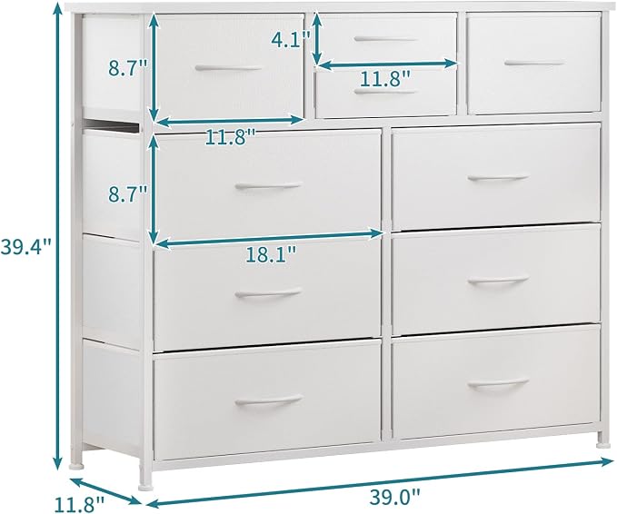 LUMTOK 10-Drawer Dresser, Fabric Storage Dressers Drawers - Image 3