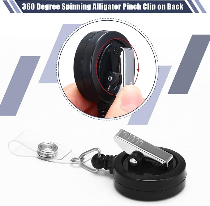 Fulmoon 100 Pcs Translucent Retractable Badge Reels Round ID Badge Holders - Image 4