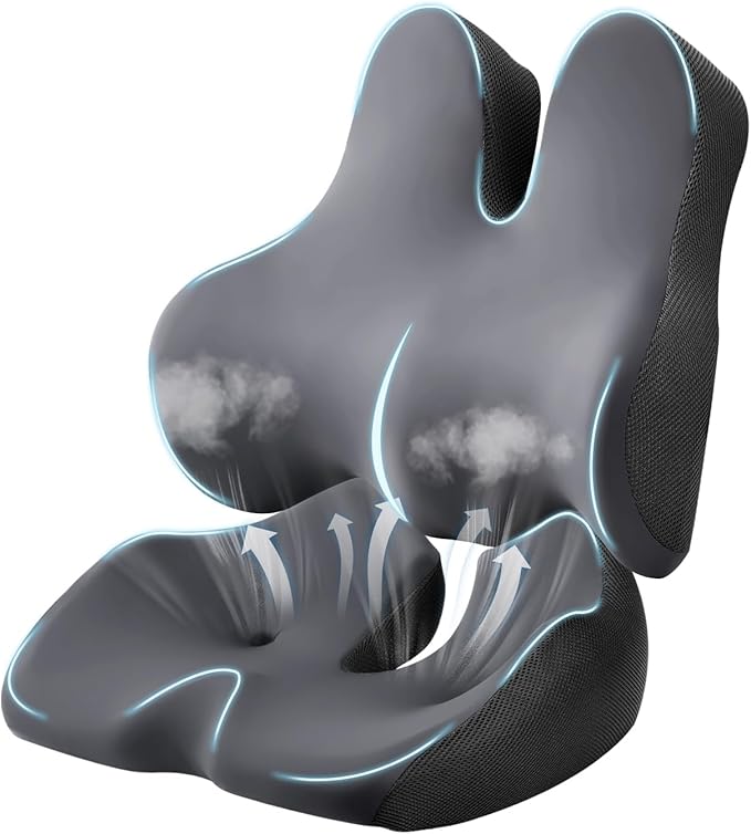 Seat Cushion for Tailbone Pain Relief X-Large,Ergonomic Office Chair Cushion for Butt Hip Lower Back & Sciatica Pain Relief Pillow,Pressure Relief Seat Cushion for Long Sitting,Office & Car (Black)-DeskLoop Office