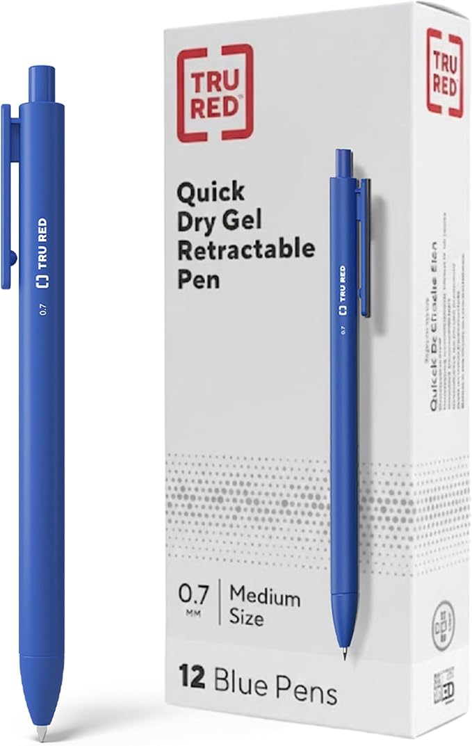 Staples TRU RED Retractable Gel Pens, Medium Point 0.7mm, 12 Pack by TRURED