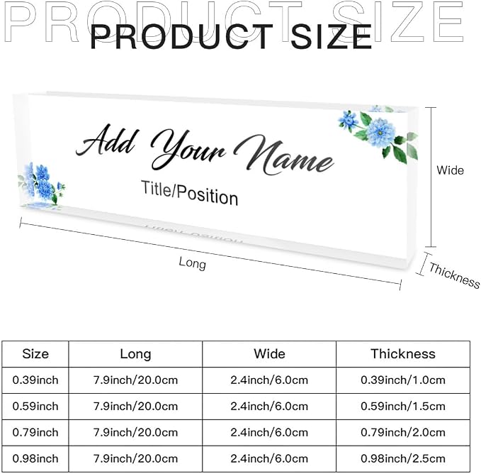 Acrylic Desk Name Plate Personalized Clear Blocks Custom Text Picture Logo - Image 3