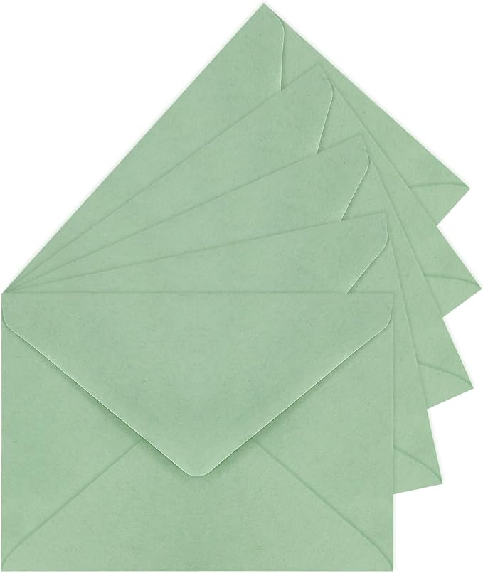 50 Pack A7 Envelopes, Sage Green Greeting Card Envelopes Self Seal, 5.24 x 7.24 by LIKAJON