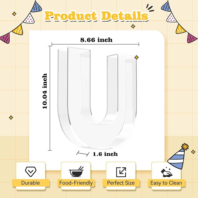 Ledido 10’’ Acrylic Letter Charcuterie Board Box, Reusable Fillable Serving Tray - Image 3