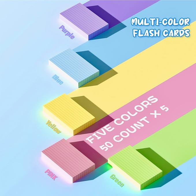 Colored Index Cards 3x5, 5 Colors Flash Cards - Image 3