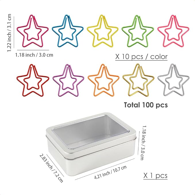 OWLFAVO 100pcs Star Shape Paper Clips - Image 2