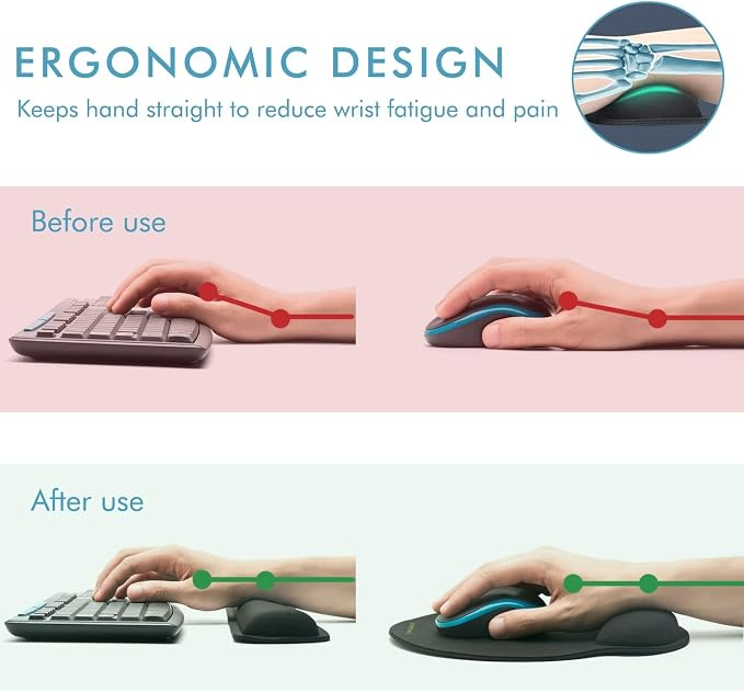 Ergonomic Mouse Pad with Wrist Rest Premium Memory Foam Keyboard and Mouse - Image 2