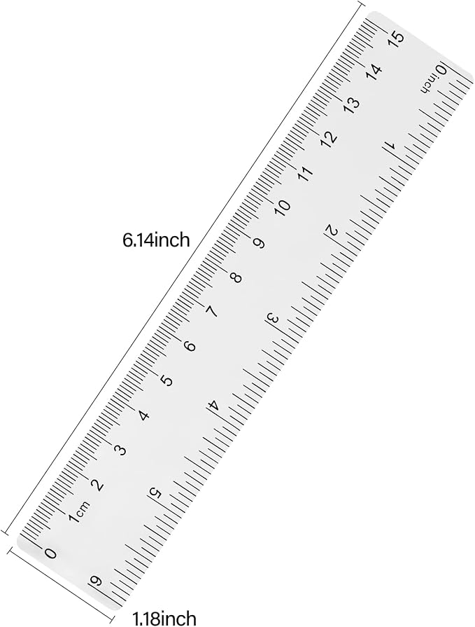 Unjoo Clear Plastic Ruler 6 Inch Straight Rulers, - Image 2
