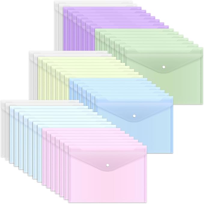 EOOUT 48pcs Plastic Envelopes, Plastic Folders by EOOUT