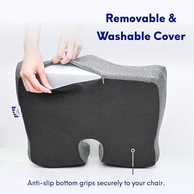 C CUSHION LAB Patented Pressure Relief Seat Cushion for Long Sitting Hours on Office/Home Chair, Car, Wheelchair - Extra-Dense Memory Foam for Hip, Tailbone, Coccyx, Sciatica - Wellness Green-DeskLoop Office
