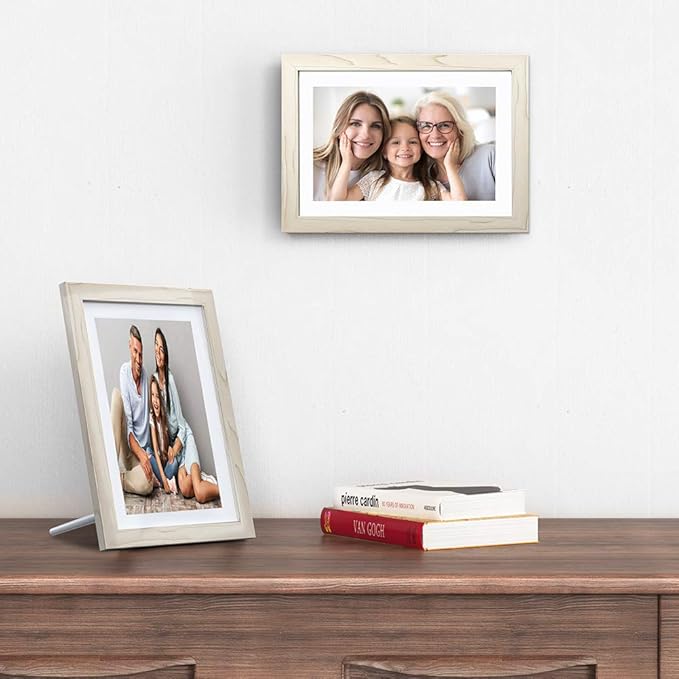 Dragon Touch Digital Picture Frame WiFi 10 inch IPS Touch Screen Digital Photo Frame Display, 32GB Storage, Auto-Rotate, Share Photos via App, Email, Cloud, Classic 10 White, XKS0001-WT-US2-DeskLoop Office