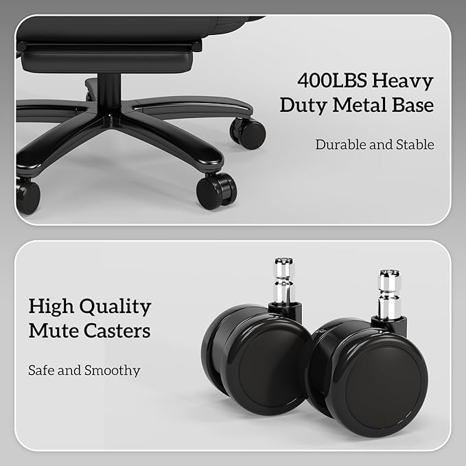 GYI Criss Cross Chair with Wheels, 160° Big and Tall Reclining Office Desk Chair with High Back, Wide Seat, Arms, Footrest, Black-DeskLoop Office