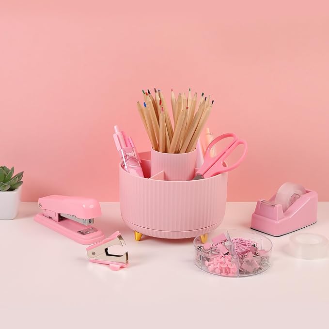SKYDUE Pink Office Supplies Set, Pencil Holder - Image 7