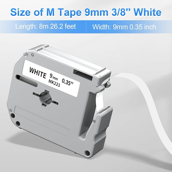 Labelife Replace for Brother M Tape 9mm 3/8 0.35 White M-K221 MK221 M221 | - Image 3