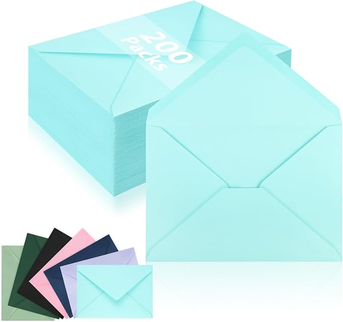 200 Pack A7 Envelopes, Light Blue Greeting Card Envelopes Self Seal, 5.24 x by LIKAJON